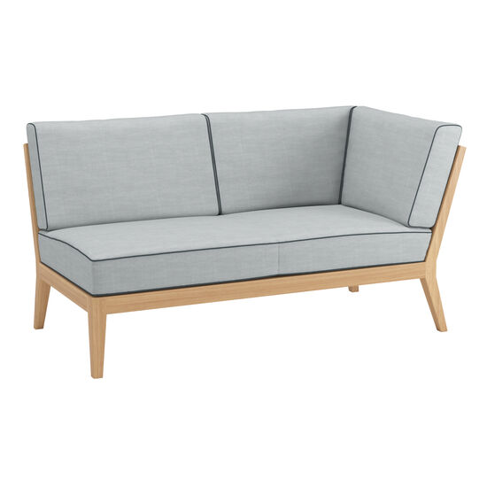 Valencia Lounge Chaise Longue with armrest left in the design "River/seams Baltic"