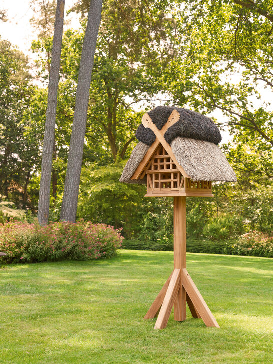 Vogelhaus Reetdach Teak