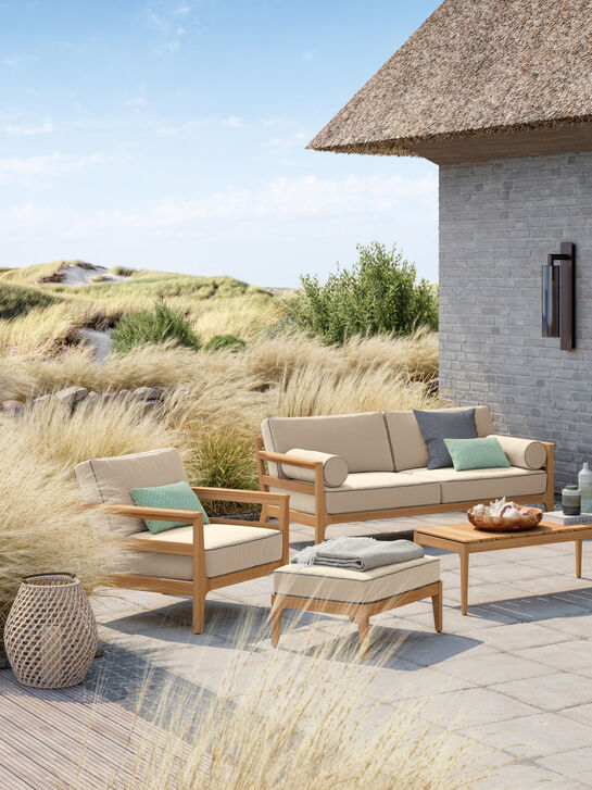 Newhaven Hocker inkl. Auflage Linum/Keder Indigo