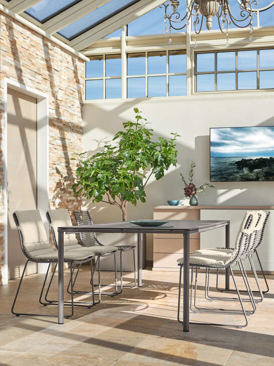 Portland Tisch Edelstahl Graphit/Kunstharz Shade