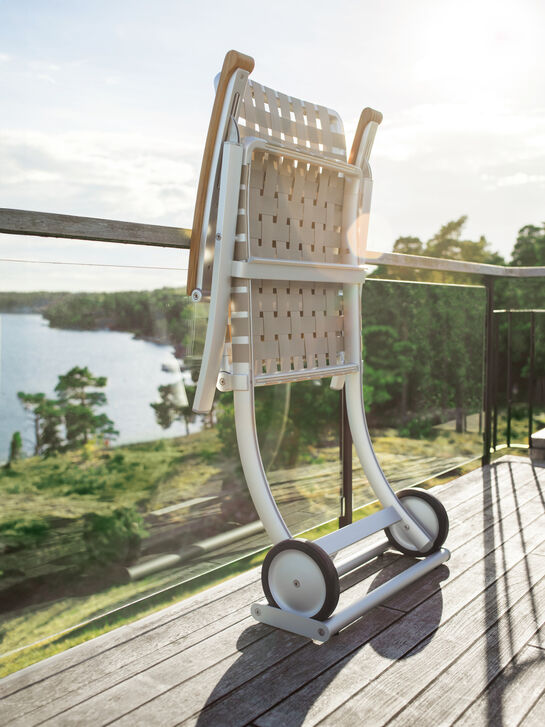United States Deck Chair mit Rädern und verlängerter Fussstütze